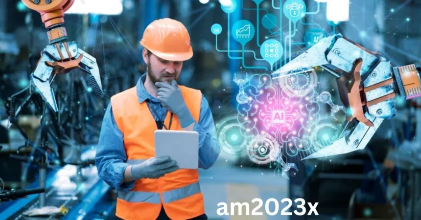a person in a hard hat and orange vest holding a tablet Am2023x